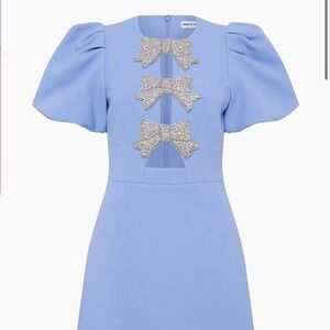 Rebecca Vallance Blue and Silver Dress with Striking Design